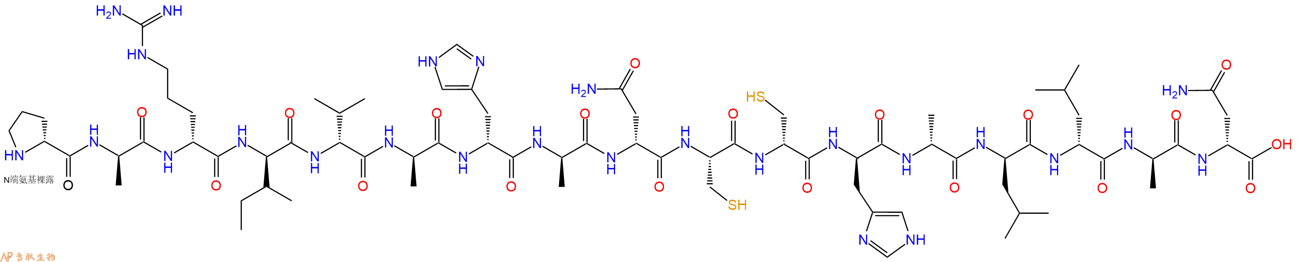 专肽生物产品H2N-DPro-DAla-DArg-DIle-DVal-DAla-DHis-DAla-DAsn-Cys-DCys-DHis-DAla-DLeu-DLeu-DAla-DAsn-OH