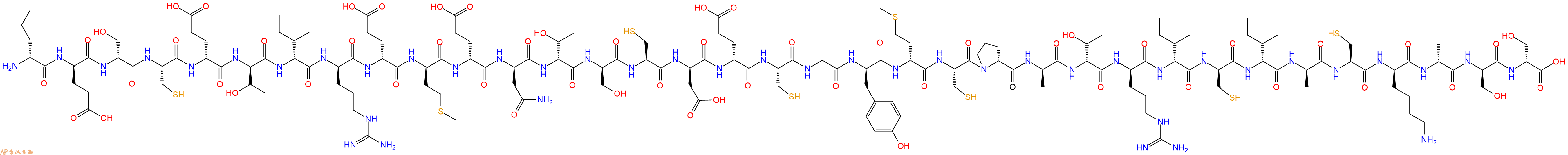 专肽生物产品H2N-DLeu-DGlu-DSer-Cys-DGlu-DThr-DIle-DArg-DGlu-DMet-DGlu-DAsn-DThr-DSer-Cys-DAsp-DGlu-Cys-Gly-DTyr-DMet-Cys-DPro-DAla-DThr-DArg-DIle-DCys-DIle-DAla-Cys-DLys-DAla-DSer-DSer-OH