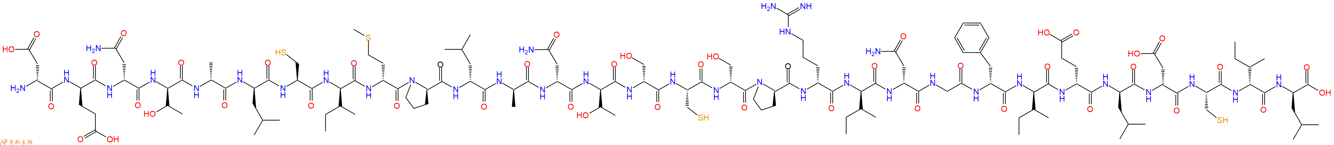 专肽生物产品H2N-DAsp-DGlu-DAsn-DThr-DAla-DLeu-Cys-DIle-DMet-DPro-DLeu-DAla-DAsn-DThr-DSer-Cys-DSer-DPro-DArg-DIle-DAsn-Gly-DPhe-DIle-DGlu-DLeu-DAsp-Cys-DIle-DLeu-OH