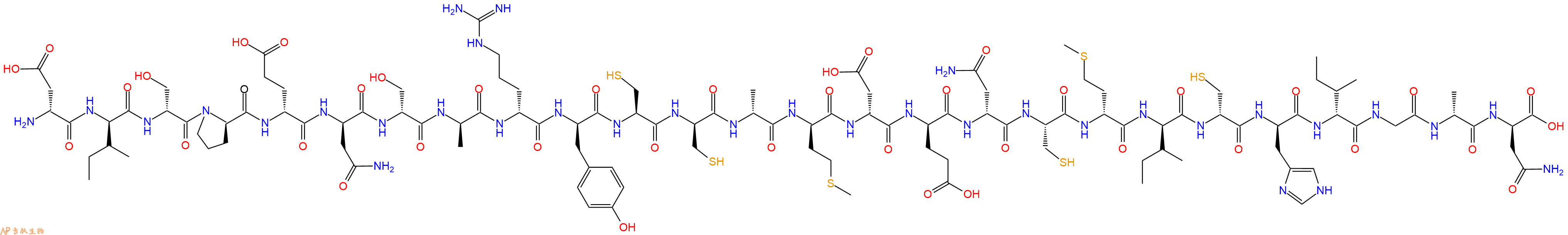 专肽生物产品H2N-DAsp-DIle-DSer-DPro-DGlu-DAsn-DSer-DAla-DArg-DTyr-Cys-DCys-DAla-DMet-DAsp-DGlu-DAsn-Cys-DMet-DIle-DCys-DHis-DIle-Gly-DAla-DAsn-OH