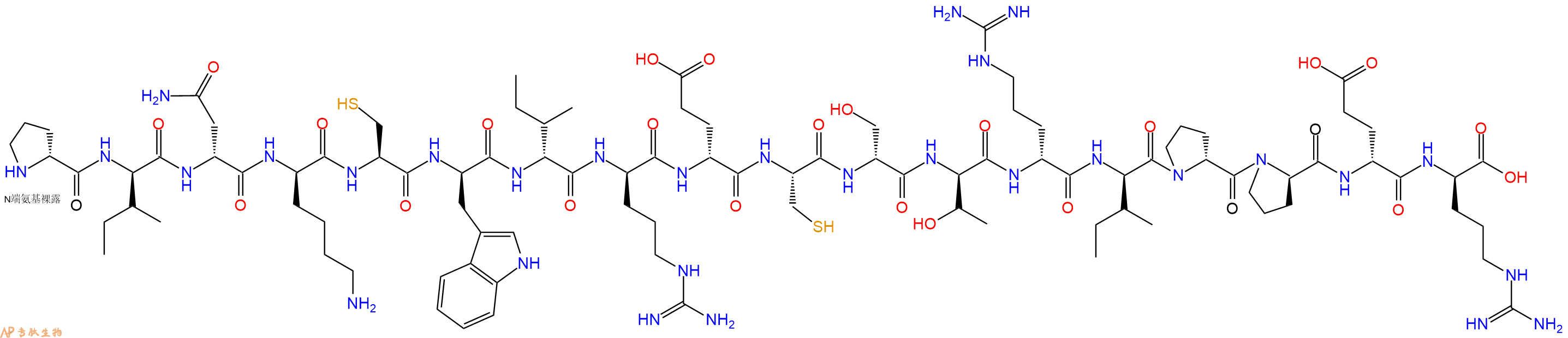 专肽生物产品H2N-DPro-DIle-DAsn-DLys-Cys-DTrp-DIle-DArg-DGlu-Cys-DSer-DThr-DArg-DIle-DPro-DPro-DGlu-DArg-OH