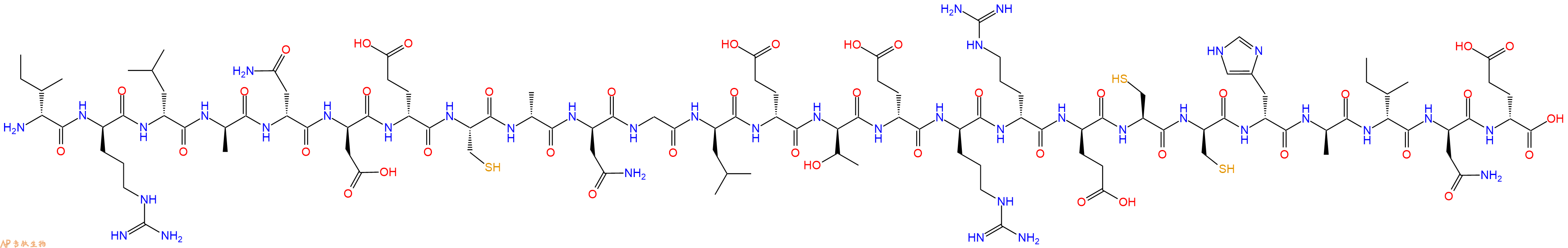 专肽生物产品H2N-DIle-DArg-DLeu-DAla-DAsn-DAsp-DGlu-Cys-DAla-DAsn-Gly-DLeu-DGlu-DThr-DGlu-DArg-DArg-DGlu-Cys-DCys-DHis-DAla-DIle-DAsn-DGlu-OH