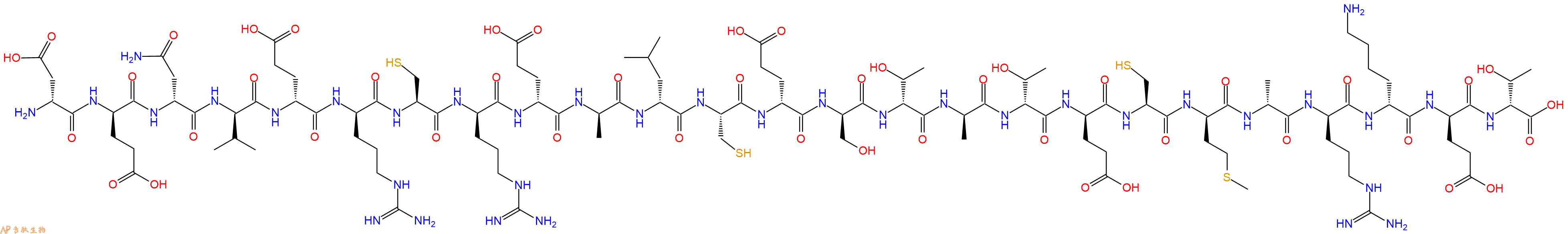专肽生物产品H2N-DAsp-DGlu-DAsn-DVal-DGlu-DArg-Cys-DArg-DGlu-DAla-DLeu-Cys-DGlu-DSer-DThr-DAla-DThr-DGlu-Cys-DMet-DAla-DArg-DLys-DGlu-DThr-OH