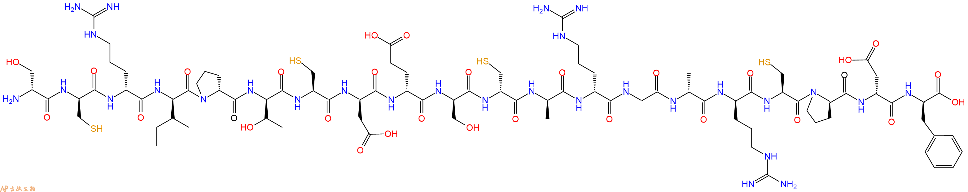 专肽生物产品H2N-DSer-DCys-DArg-DIle-DPro-DThr-Cys-DAsp-DGlu-DSer-DCys-DAla-DArg-Gly-DAla-DArg-Cys-DPro-DAsp-DPhe-OH