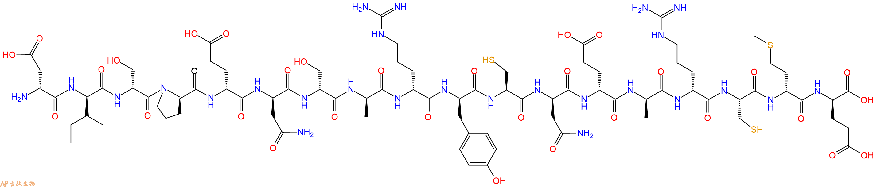 专肽生物产品H2N-DAsp-DIle-DSer-DPro-DGlu-DAsn-DSer-DAla-DArg-DTyr-Cys-DAsn-DGlu-DAla-DArg-Cys-DMet-DGlu-OH