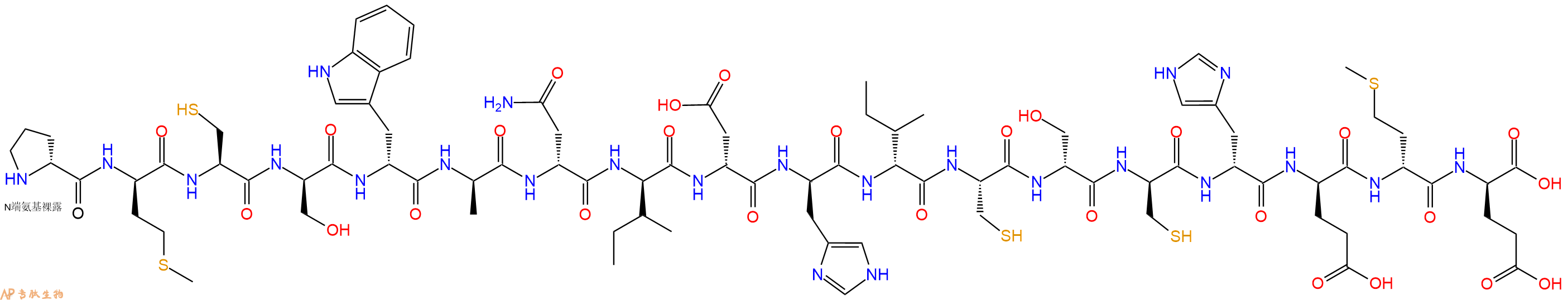 专肽生物产品H2N-DPro-DMet-Cys-DSer-DTrp-DAla-DAsn-DIle-DAsp-DHis-DIle-Cys-DSer-DCys-DHis-DGlu-DMet-DGlu-OH