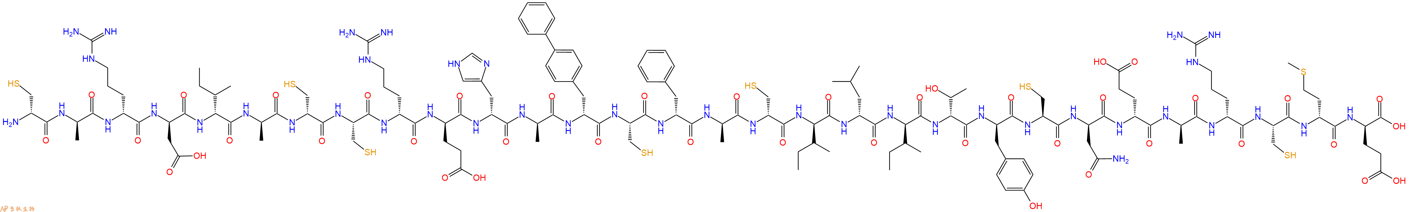 专肽生物产品H2N-DCys-DAla-DArg-DAsp-DIle-DAla-DCys-Cys-DArg-DGlu-DHis-DAla-DBip-Cys-DPhe-DAla-DCys-DIle-DLeu-DIle-DThr-DTyr-Cys-DAsn-DGlu-DAla-DArg-Cys-DMet-DGlu-OH
