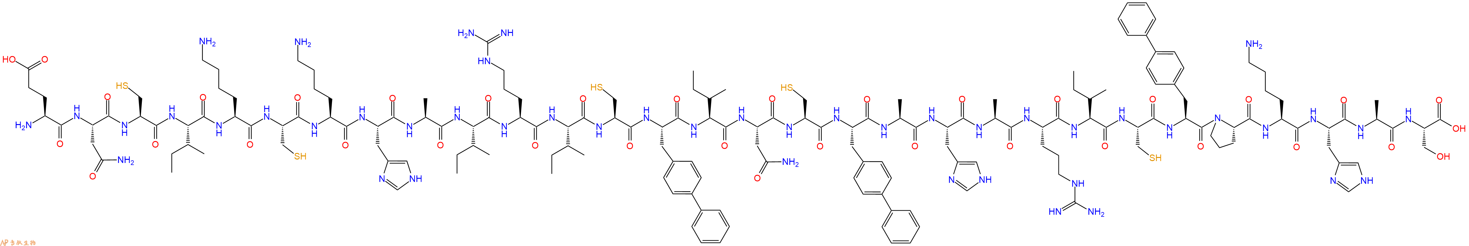 专肽生物产品H2N-Glu-Asn-Cys-Ile-Lys-Cys-Lys-His-Ala-Ile-Arg-Ile-Cys-Bip-Ile-Asn-Cys-Bip-Ala-His-Ala-Arg-Ile-Cys-Bip-Pro-Lys-His-Ala-Ser-OH