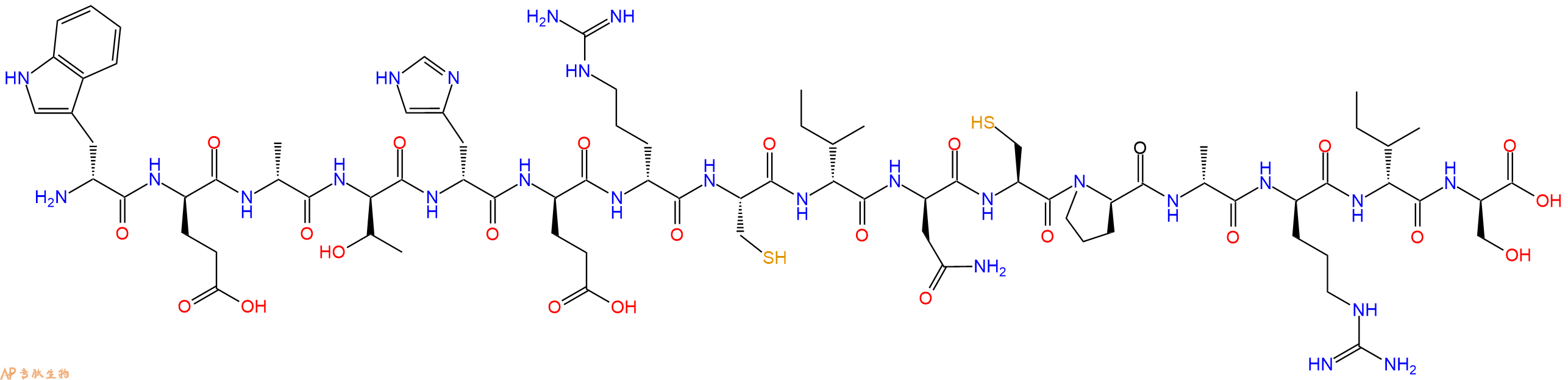 专肽生物产品H2N-DTrp-DGlu-DAla-DThr-DHis-DGlu-DArg-Cys-DIle-DAsn-Cys-DPro-DAla-DArg-DIle-DSer-OH