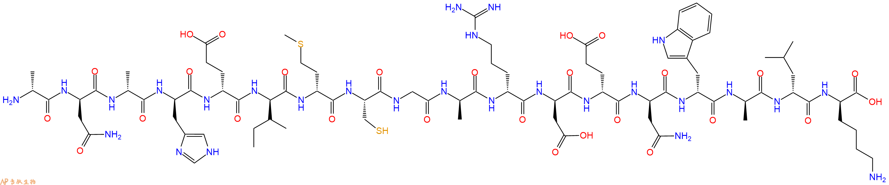 专肽生物产品H2N-DAla-DAsn-DAla-DHis-DGlu-DIle-DMet-Cys-Gly-DAla-DArg-DAsp-DGlu-DAsn-DTrp-DAla-DLeu-DLys-OH
