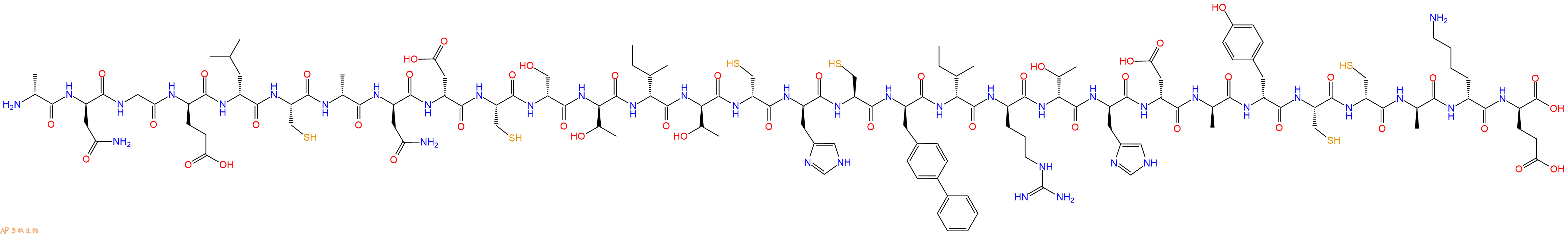 专肽生物产品H2N-DAla-DAsn-Gly-DGlu-DLeu-Cys-DAla-DAsn-DAsp-Cys-DSer-DThr-DIle-DThr-DCys-DHis-Cys-DBip-DIle-DArg-DThr-DHis-DAsp-DAla-DTyr-Cys-DCys-DAla-DLys-DGlu-OH