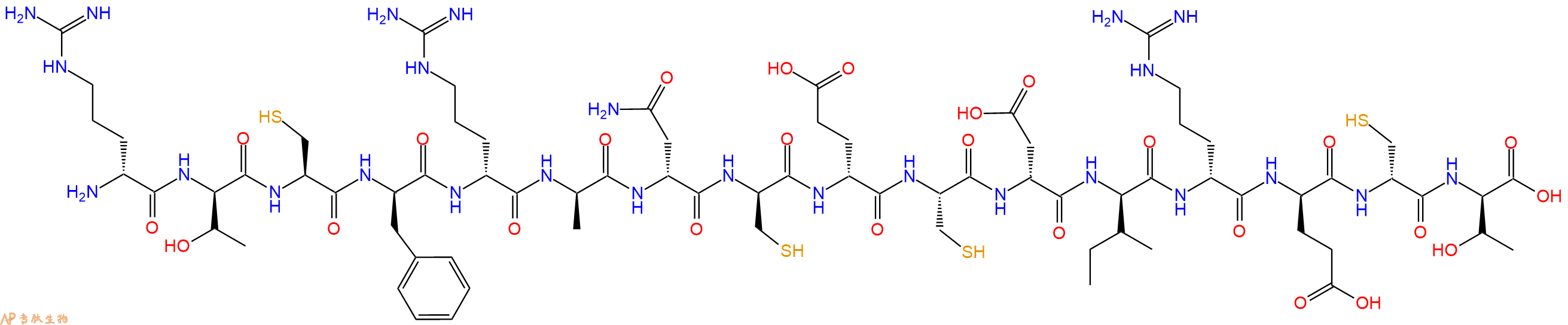 专肽生物产品H2N-DArg-DThr-Cys-DPhe-DArg-DAla-DAsn-DCys-DGlu-Cys-DAsp-DIle-DArg-DGlu-DCys-DThr-OH