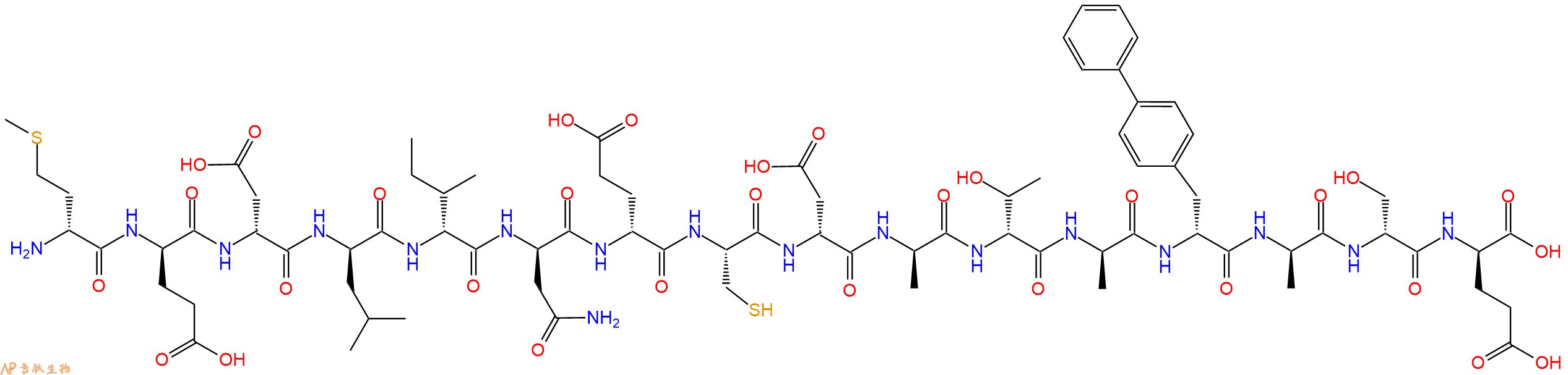 专肽生物产品H2N-DMet-DGlu-DAsp-DLeu-DIle-DAsn-DGlu-Cys-DAsp-DAla-DThr-DAla-DBip-DAla-DSer-DGlu-OH