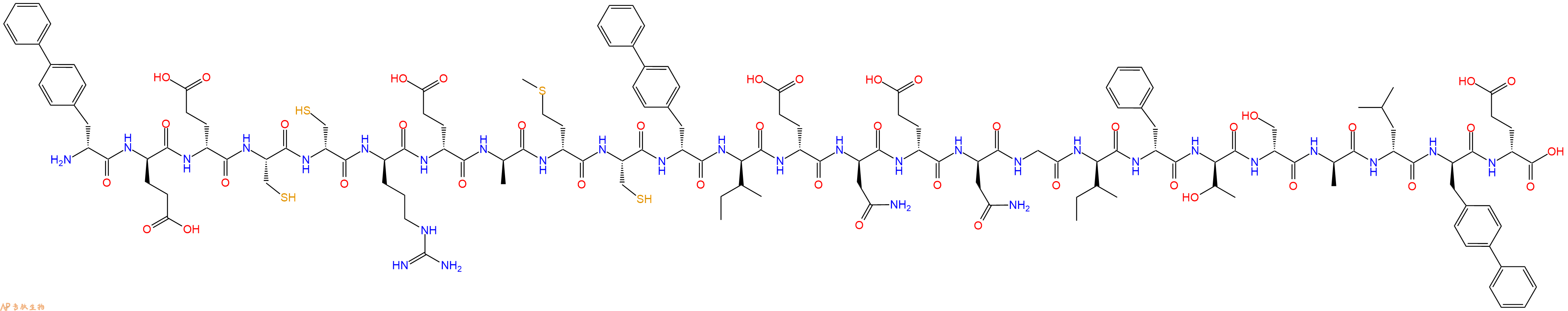 专肽生物产品H2N-DBip-DGlu-DGlu-Cys-DCys-DArg-DGlu-DAla-DMet-Cys-DBip-DIle-DGlu-DAsn-DGlu-DAsn-Gly-DIle-DPhe-DThr-DSer-DAla-DLeu-DBip-DGlu-OH