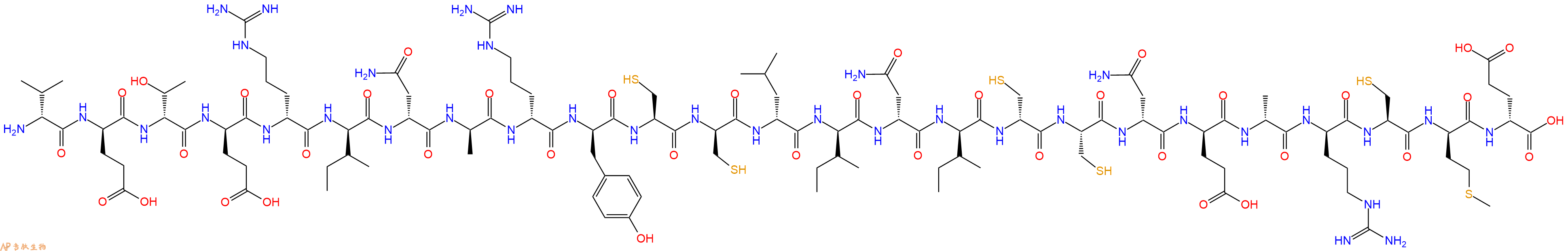 专肽生物产品H2N-DVal-DGlu-DThr-DGlu-DArg-DIle-DAsn-DAla-DArg-DTyr-Cys-DCys-DLeu-DIle-DAsn-DIle-DCys-Cys-DAsn-DGlu-DAla-DArg-Cys-DMet-DGlu-OH