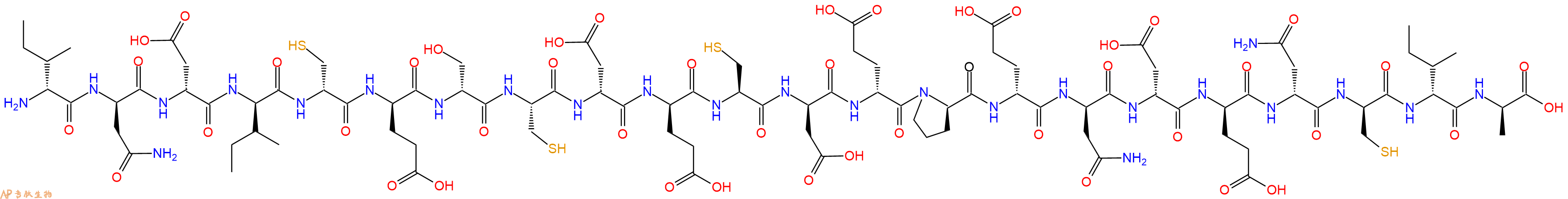 专肽生物产品H2N-DIle-DAsn-DAsp-DIle-DCys-DGlu-DSer-Cys-DAsp-DGlu-Cys-DAsp-DGlu-DPro-DGlu-DAsn-DAsp-DGlu-DAsn-DCys-DIle-DAla-OH