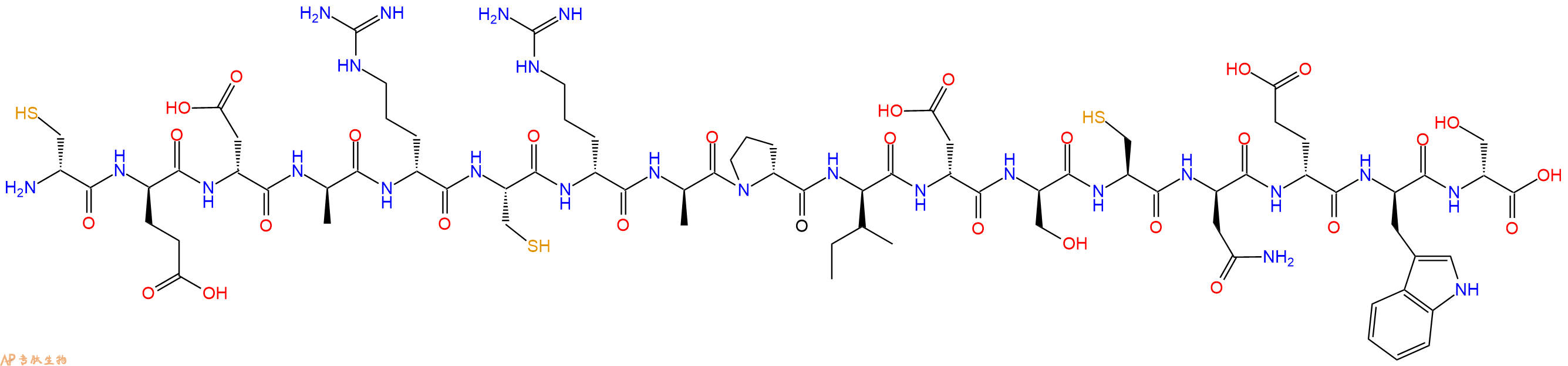 专肽生物产品H2N-DCys-DGlu-DAsp-DAla-DArg-Cys-DArg-DAla-DPro-DIle-DAsp-DSer-Cys-DAsn-DGlu-DTrp-DSer-OH