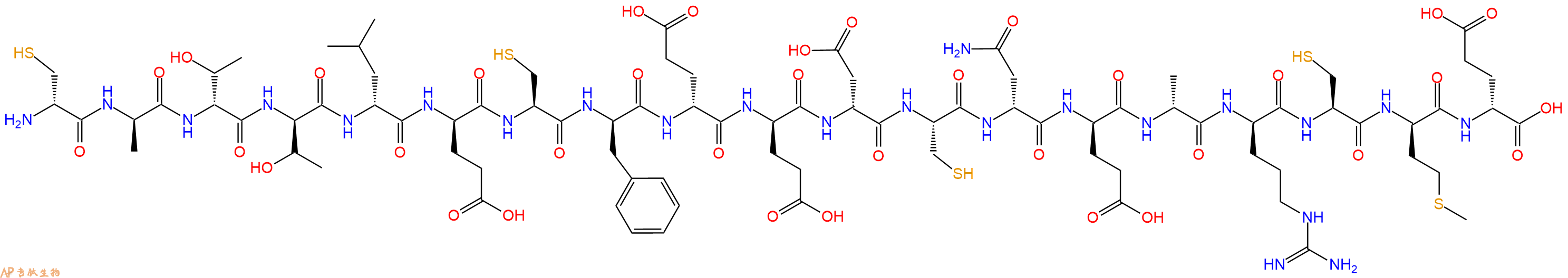 专肽生物产品H2N-DCys-DAla-DThr-DThr-DLeu-DGlu-Cys-DPhe-DGlu-DGlu-DAsp-Cys-DAsn-DGlu-DAla-DArg-Cys-DMet-DGlu-OH