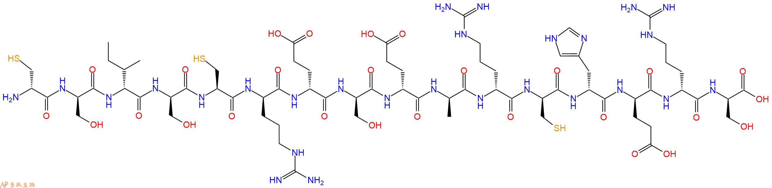 专肽生物产品H2N-DCys-DSer-DIle-DSer-Cys-DArg-DGlu-DSer-DGlu-DAla-DArg-DCys-DHis-DGlu-DArg-DSer-OH