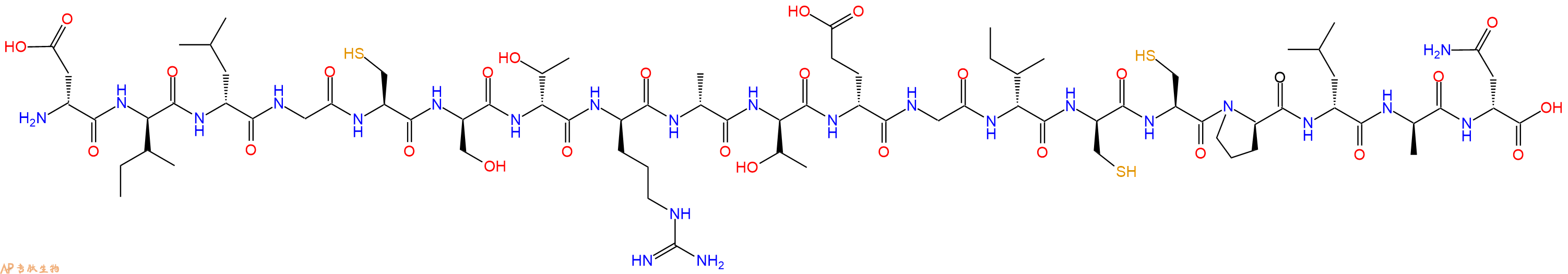 专肽生物产品H2N-DAsp-DIle-DLeu-Gly-Cys-DSer-DThr-DArg-DAla-DThr-DGlu-Gly-DIle-DCys-Cys-DPro-DLeu-DAla-DAsn-OH