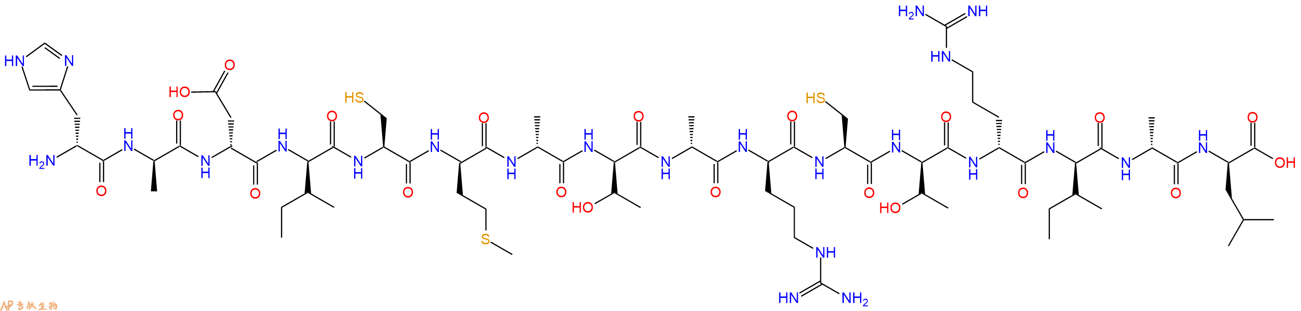 专肽生物产品H2N-DHis-DAla-DAsp-DIle-Cys-DMet-DAla-DThr-DAla-DArg-Cys-DThr-DArg-DIle-DAla-DLeu-OH
