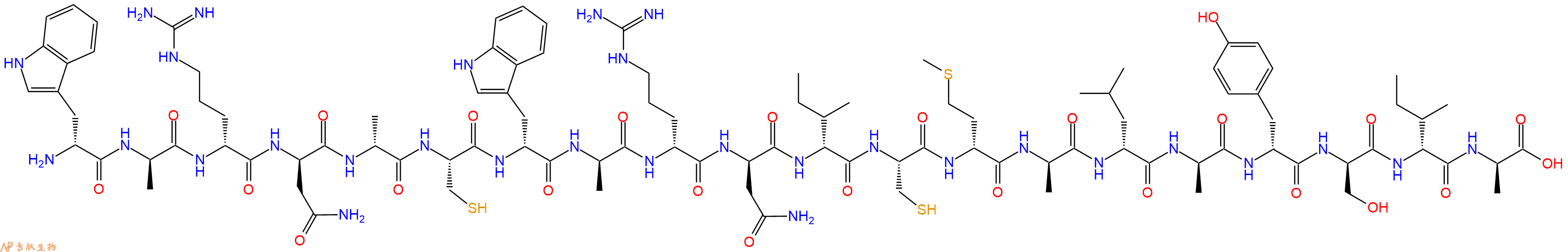 专肽生物产品H2N-DTrp-DAla-DArg-DAsn-DAla-Cys-DTrp-DAla-DArg-DAsn-DIle-Cys-DMet-DAla-DLeu-DAla-DTyr-DSer-DIle-DAla-OH