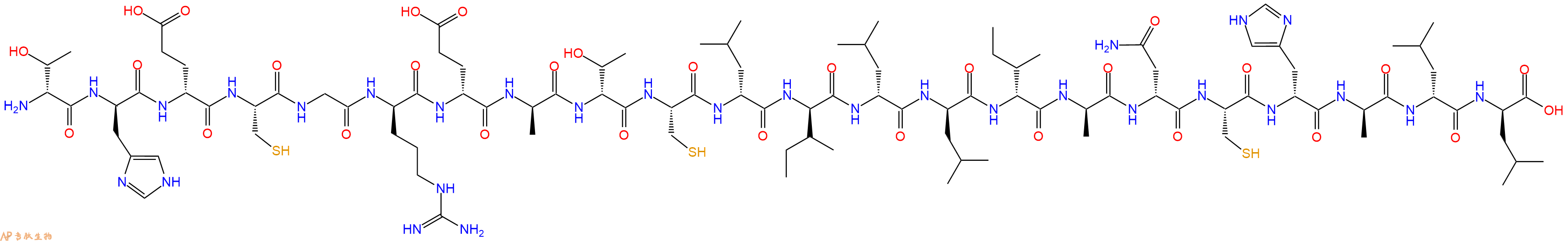 专肽生物产品H2N-DThr-DHis-DGlu-Cys-Gly-DArg-DGlu-DAla-DThr-Cys-DLeu-DIle-DLeu-DLeu-DIle-DAla-DAsn-Cys-DHis-DAla-DLeu-DLeu-OH
