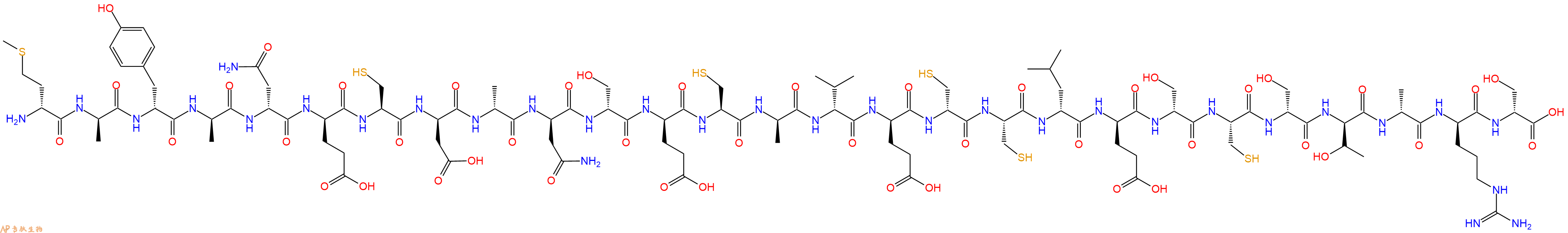专肽生物产品H2N-DMet-DAla-DTyr-DAla-DAsn-DGlu-Cys-DAsp-DAla-DAsn-DSer-DGlu-Cys-DAla-DVal-DGlu-DCys-Cys-DLeu-DGlu-DSer-Cys-DSer-DThr-DAla-DArg-DSer-OH