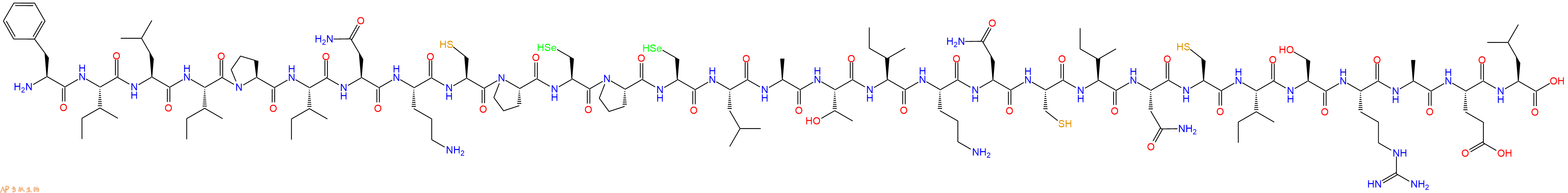 专肽生物产品H2N-Phe-Ile-Leu-Ile-Pro-Ile-Asn-Orn-Cys-Pro-Sec-Pro-Sec-Leu-Ala-Thr-Ile-Orn-Asn-Cys-Ile-Asn-Cys-Ile-Ser-Arg-Ala-Glu-Leu-OH