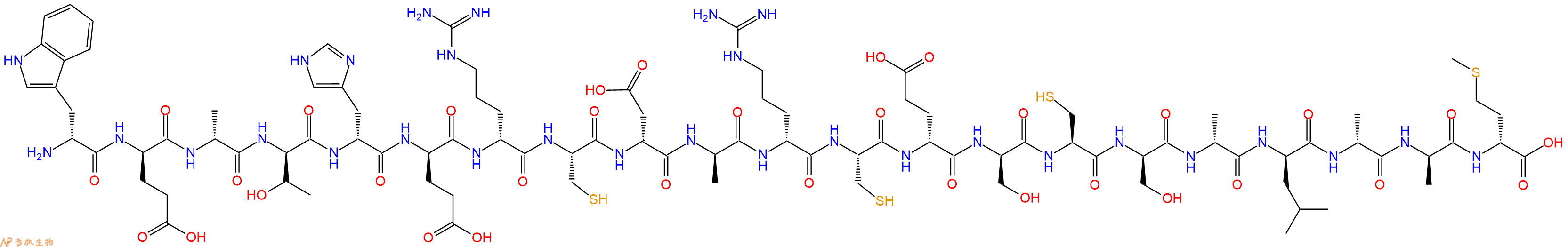 专肽生物产品H2N-DTrp-DGlu-DAla-DThr-DHis-DGlu-DArg-Cys-DAsp-DAla-DArg-Cys-DGlu-DSer-Cys-DSer-DAla-DLeu-DAla-DAla-DMet-OH