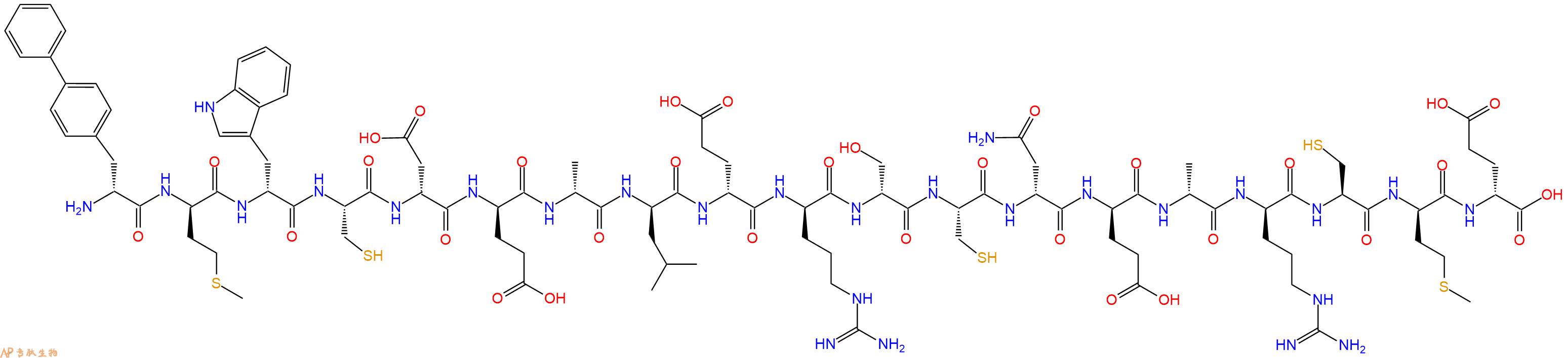 专肽生物产品H2N-DBip-DMet-DTrp-Cys-DAsp-DGlu-DAla-DLeu-DGlu-DArg-DSer-Cys-DAsn-DGlu-DAla-DArg-Cys-DMet-DGlu-OH