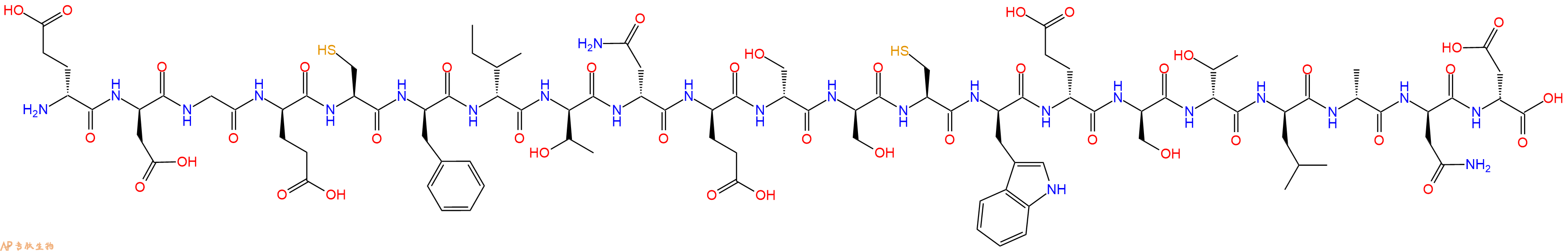 专肽生物产品H2N-DGlu-DAsp-Gly-DGlu-Cys-DPhe-DIle-DThr-DAsn-DGlu-DSer-DSer-Cys-DTrp-DGlu-DSer-DThr-DLeu-DAla-DAsn-DAsp-OH