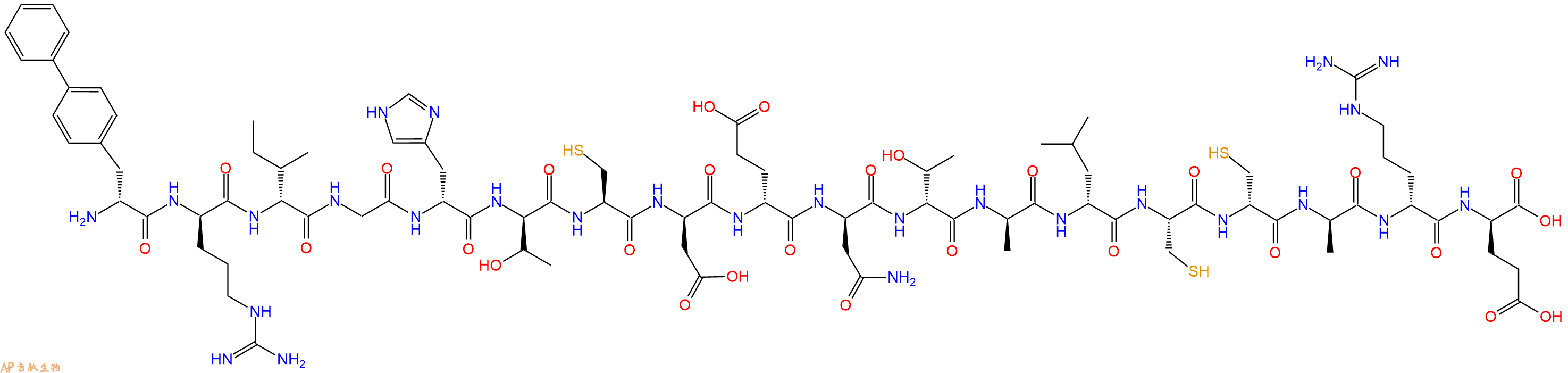 专肽生物产品H2N-DBip-DArg-DIle-Gly-DHis-DThr-Cys-DAsp-DGlu-DAsn-DThr-DAla-DLeu-Cys-DCys-DAla-DArg-DGlu-OH
