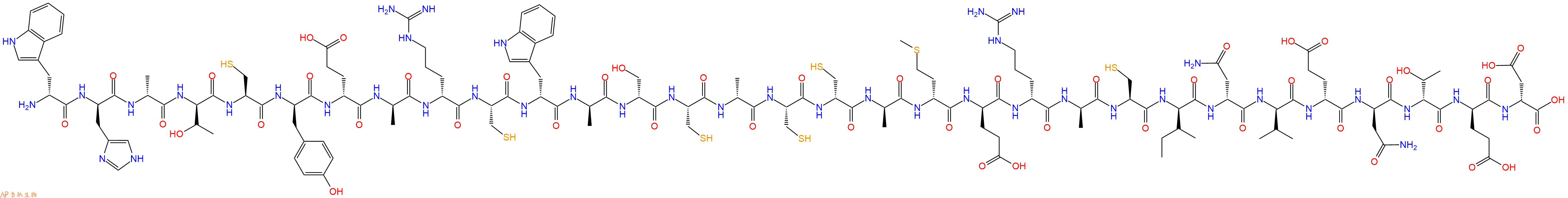 专肽生物产品H2N-DTrp-DHis-DAla-DThr-Cys-DTyr-DGlu-DAla-DArg-Cys-DTrp-DAla-DSer-Cys-DAla-Cys-DCys-DAla-DMet-DGlu-DArg-DAla-Cys-DIle-DAsn-DVal-DGlu-DAsn-DThr-DGlu-DAsp-OH