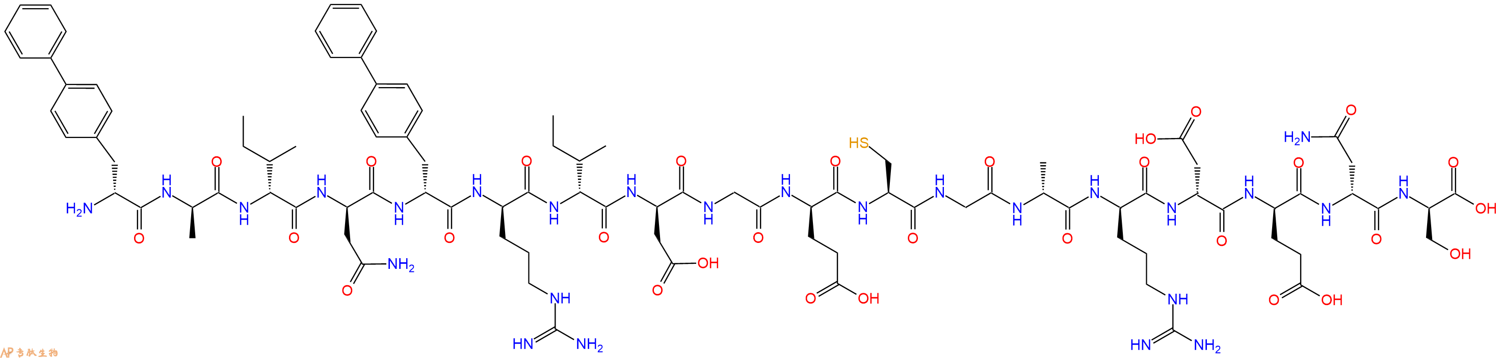 专肽生物产品H2N-DBip-DAla-DIle-DAsn-DBip-DArg-DIle-DAsp-Gly-DGlu-Cys-Gly-DAla-DArg-DAsp-DGlu-DAsn-DSer-OH