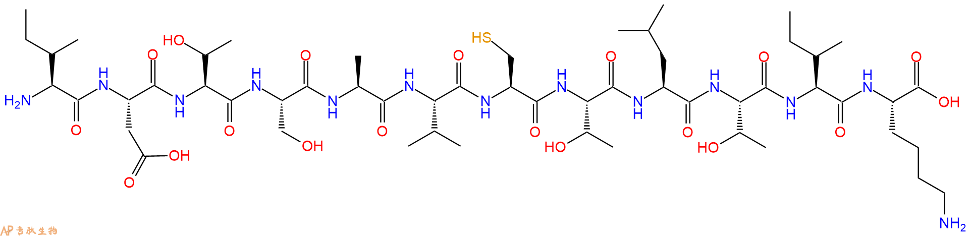 专肽生物产品H2N-Ile-Asp-Thr-Ser-Ala-Val-Cys-Thr-Leu-Thr-Ile-Lys-OH