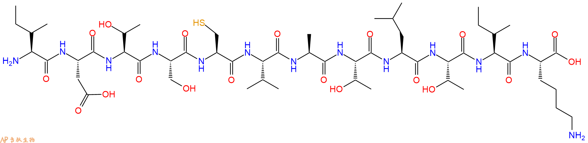 专肽生物产品H2N-Ile-Asp-Thr-Ser-Cys-Val-Ala-Thr-Leu-Thr-Ile-Lys-OH