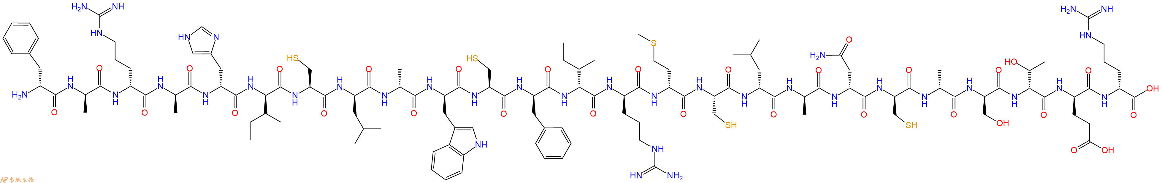专肽生物产品H2N-DPhe-DAla-DArg-DAla-DHis-DIle-Cys-DLeu-DAla-DTrp-Cys-DPhe-DIle-DArg-DMet-Cys-DLeu-DAla-DAsn-DCys-DAla-DSer-DThr-DGlu-DArg-OH