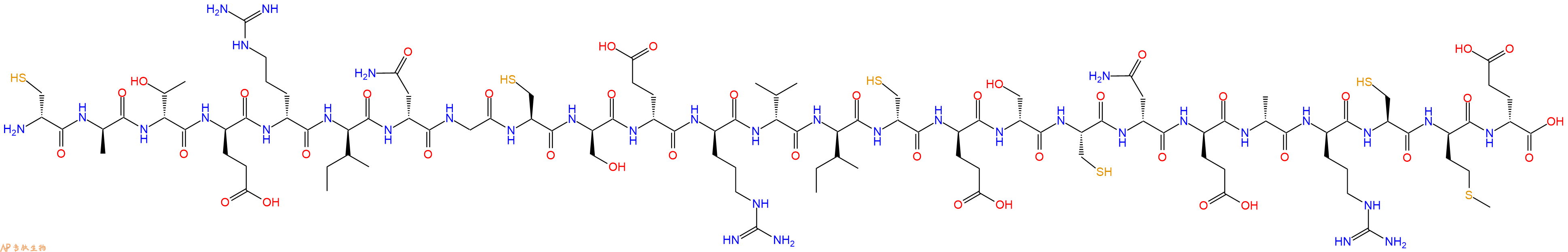 专肽生物产品H2N-DCys-DAla-DThr-DGlu-DArg-DIle-DAsn-Gly-Cys-DSer-DGlu-DArg-DVal-DIle-DCys-DGlu-DSer-Cys-DAsn-DGlu-DAla-DArg-Cys-DMet-DGlu-OH