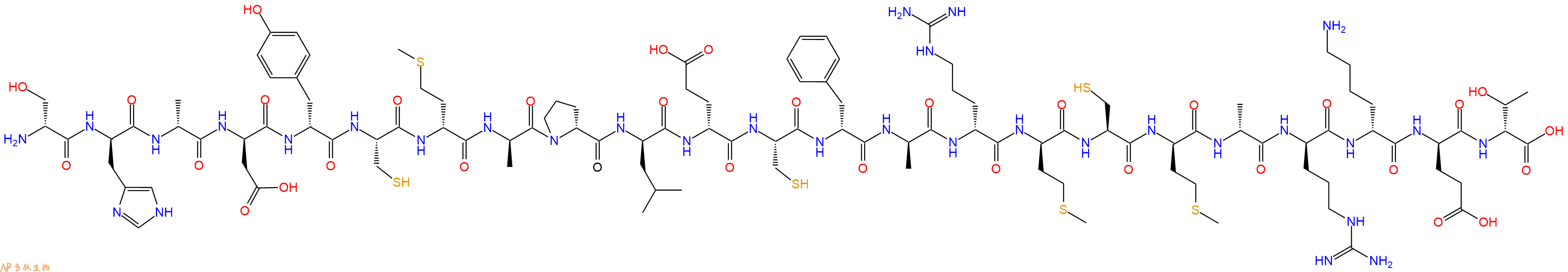 专肽生物产品H2N-DSer-DHis-DAla-DAsp-DTyr-Cys-DMet-DAla-DPro-DLeu-DGlu-Cys-DPhe-DAla-DArg-DMet-Cys-DMet-DAla-DArg-DLys-DGlu-DThr-OH