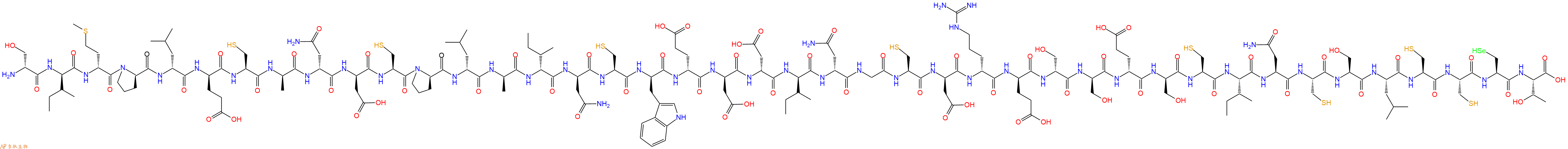 专肽生物产品H2N-DSer-DIle-DMet-DPro-DLeu-DGlu-Cys-DAla-DAsn-DAsp-Cys-DPro-DLeu-DAla-DIle-DAsn-Cys-DTrp-DGlu-DAsp-DAsp-DIle-DAsn-Gly-Cys-DAsp-DArg-DGlu-DSer-DSer-DGlu-DSer-Cys-Ile-Asn-Cys-Ser-Leu-Cys-Cys-Sec-Thr-OH
