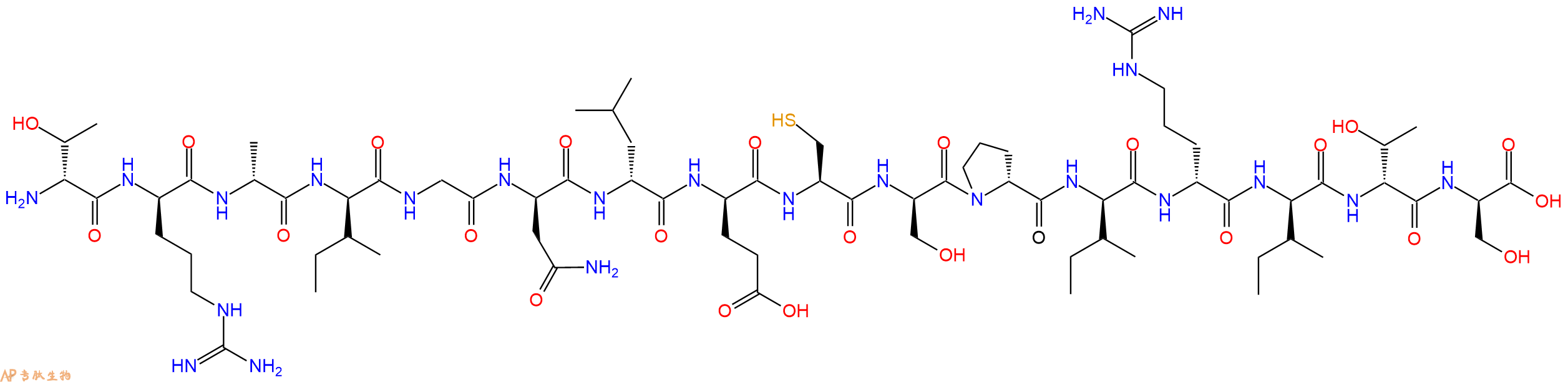 专肽生物产品H2N-DThr-DArg-DAla-DIle-Gly-DAsn-DLeu-DGlu-Cys-DSer-DPro-DIle-DArg-DIle-DThr-DSer-OH