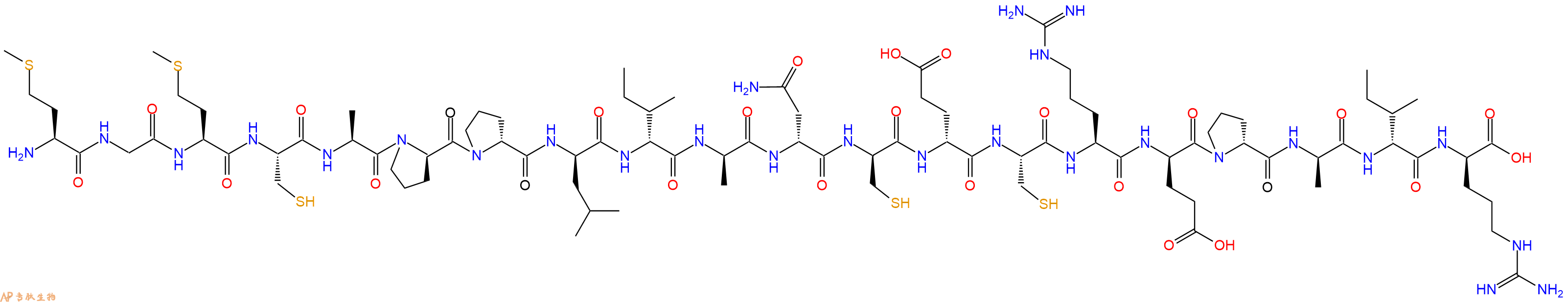 专肽生物产品H2N-Met-Gly-Met-Cys-Ala-DPro-DPro-DLeu-DIle-DAla-DAsn-DCys-DGlu-Cys-Arg-DGlu-DPro-DAla-DIle-DArg-OH