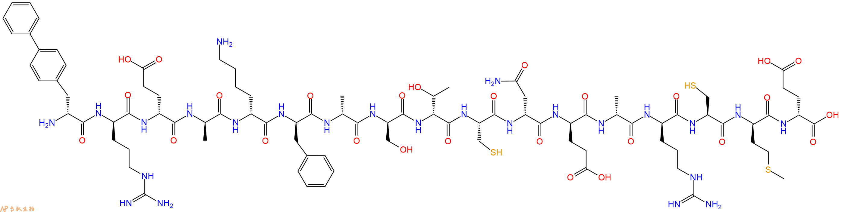 专肽生物产品H2N-DBip-DArg-DGlu-DAla-DLys-DPhe-DAla-DSer-DThr-Cys-DAsn-DGlu-DAla-DArg-Cys-DMet-DGlu-OH