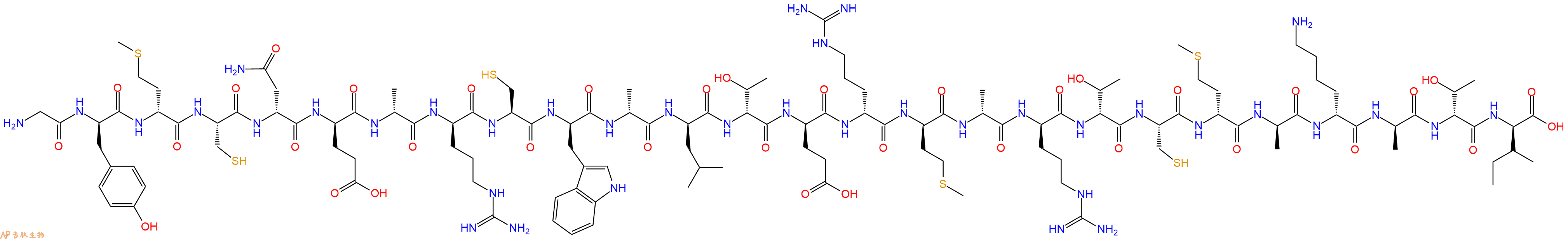 专肽生物产品H2N-Gly-DTyr-DMet-Cys-DAsn-DGlu-DAla-DArg-Cys-DTrp-DAla-DLeu-DThr-DGlu-DArg-DMet-DAla-DArg-DThr-Cys-DMet-DAla-DLys-DAla-DThr-DIle-OH