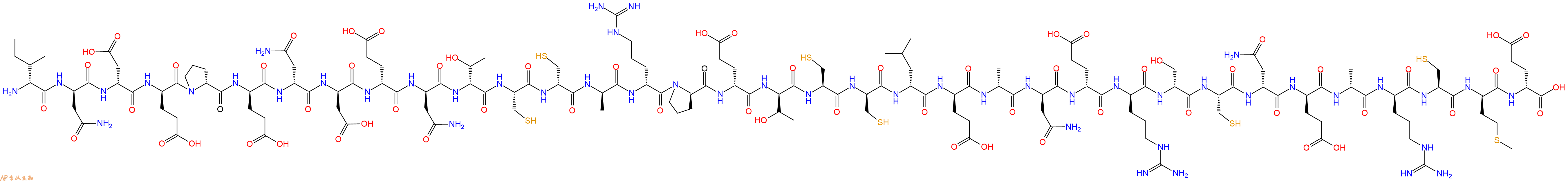 专肽生物产品H2N-DIle-DAsn-DAsp-DGlu-DPro-DGlu-DAsn-DAsp-DGlu-DAsn-DThr-Cys-DCys-DAla-DArg-DPro-DGlu-DThr-Cys-DCys-DLeu-DGlu-DAla-DAsn-DGlu-DArg-DSer-Cys-DAsn-DGlu-DAla-DArg-Cys-DMet-DGlu-OH