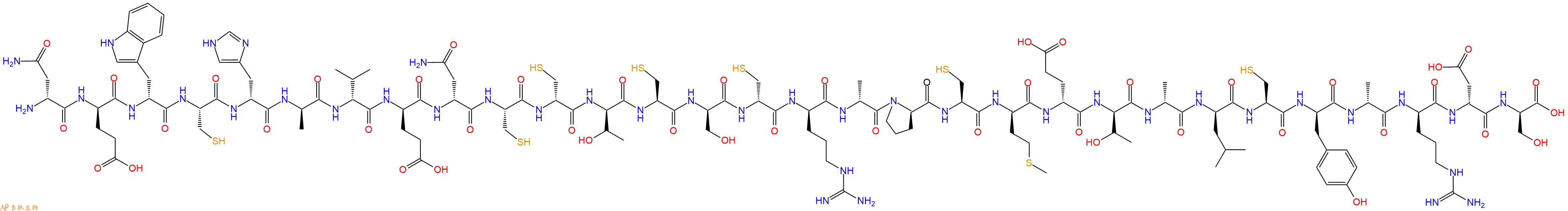 专肽生物产品H2N-DAsn-DGlu-DTrp-Cys-DHis-DAla-DVal-DGlu-DAsn-Cys-DCys-DThr-Cys-DSer-DCys-DArg-DAla-DPro-Cys-DMet-DGlu-DThr-DAla-DLeu-Cys-DTyr-DAla-DArg-DAsp-DSer-OH