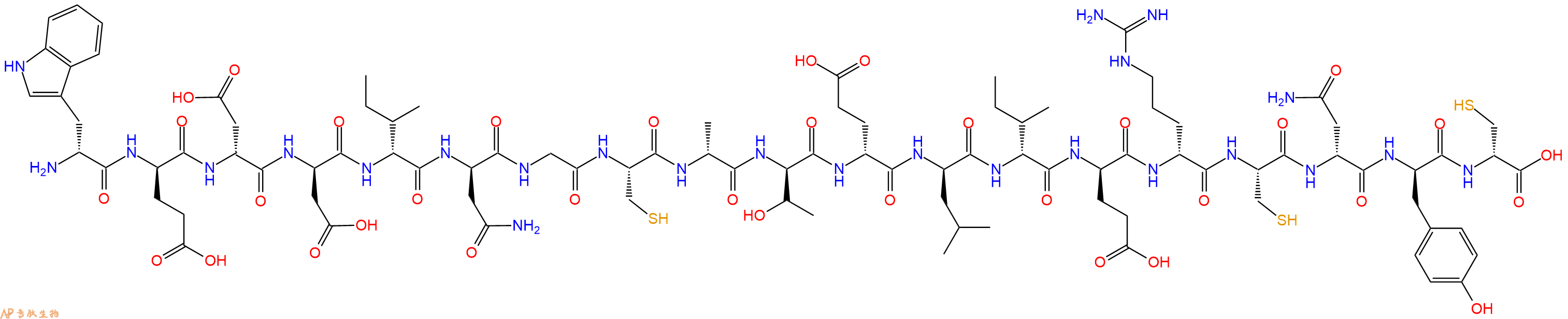 专肽生物产品H2N-DTrp-DGlu-DAsp-DAsp-DIle-DAsn-Gly-Cys-DAla-DThr-DGlu-DLeu-DIle-DGlu-DArg-Cys-DAsn-DTyr-DCys-OH