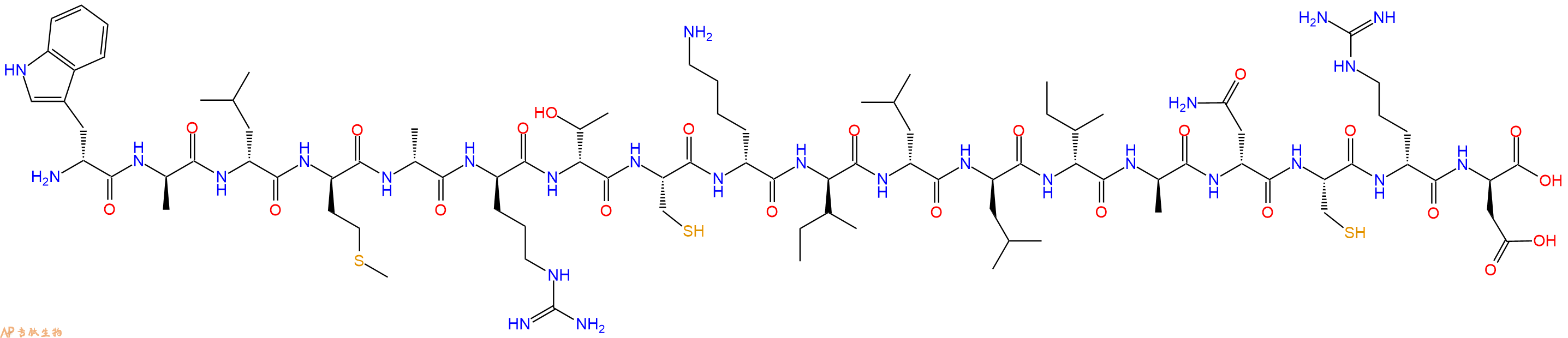 专肽生物产品H2N-DTrp-DAla-DLeu-DMet-DAla-DArg-DThr-Cys-DLys-DIle-DLeu-DLeu-DIle-DAla-DAsn-Cys-DArg-DAsp-OH