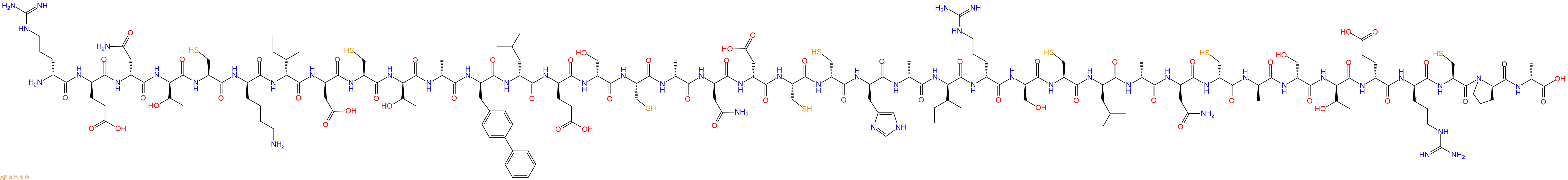 专肽生物产品H2N-DArg-DGlu-DAsn-DThr-Cys-DLys-DIle-DAsp-Cys-DThr-DAla-DBip-DLeu-DGlu-DSer-Cys-DAla-DAsn-DAsp-Cys-DCys-DHis-DAla-DIle-DArg-DSer-Cys-DLeu-DAla-DAsn-DCys-DAla-DSer-DThr-DGlu-DArg-Cys-DPro-DAla-OH